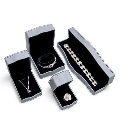 Grey PU Kulit Mewah Perhiasan Kotak untuk Ring Kalung Gelang Set Kemasan oleh Hanhong