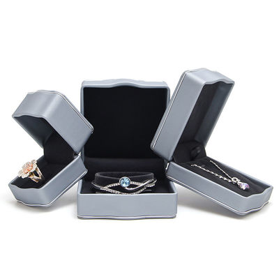 Grey PU Kulit Mewah Perhiasan Kotak untuk Ring Kalung Gelang Set Kemasan oleh Hanhong