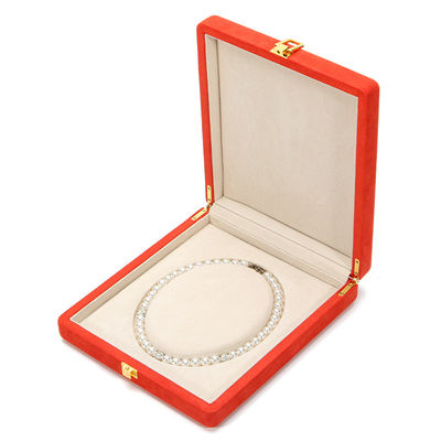 Hanhong Custom Orange Microfiber Kulit Perhiasan Kemasan Kotak untuk Mewah Mutiara Kalung