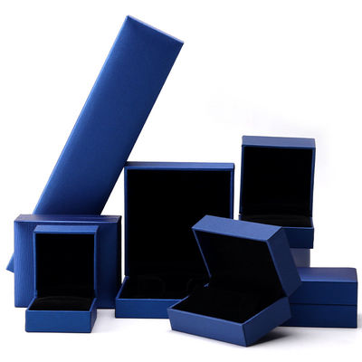 Blue Luxury Paper Jewelry Box Custom Logo Earrings Necklace Pendant Ring Pengemasan