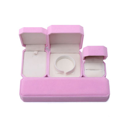 Bentuk Oktagonal Pink Flannelette Kotak Perhiasan Untuk Kalung Gelang Cincin Gaya Terbaru