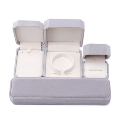 Customized Gray Flannelette Octagonal Jewelry Box untuk Kalung Gelang dan Cincin