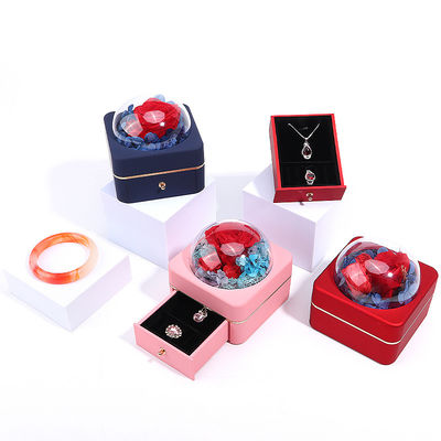 Ukuran Custom Luxury Bundar Bunga Perhiasan Kotak Kemasan Cincin Kotak Laci