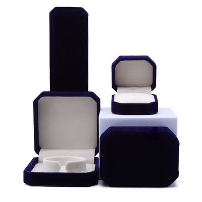 Beli Gaya Baru Customized Blue Flannelette Octagonal Perhiasan Kotak untuk Kalung Gelang Cincin online manufacture
