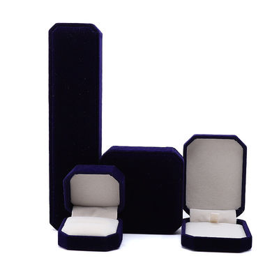 Gaya Baru Customized Blue Flannelette Octagonal Perhiasan Kotak untuk Kalung Gelang Cincin