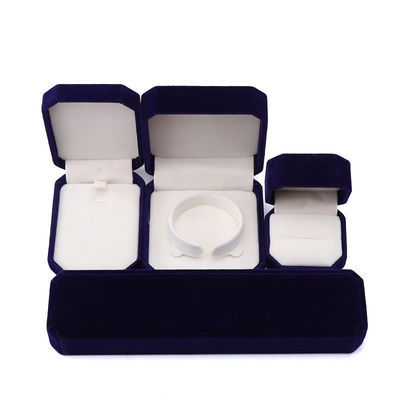 Gaya Baru Customized Blue Flannelette Octagonal Perhiasan Kotak untuk Kalung Gelang Cincin