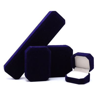 Gaya Baru Customized Blue Flannelette Octagonal Perhiasan Kotak untuk Kalung Gelang Cincin