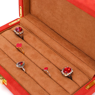 Custom Orange Microfiber Kulit Perhiasan Kotak untuk Stud Gelang dan Cincin 19.5*11*5cm