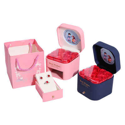 Custom Size Rose Immortal Laci Bunga Perhiasan Kotak Untuk Stud Earrings Pendant
