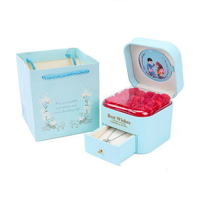 Custom Size Rose Immortal Laci Bunga Perhiasan Kotak Untuk Stud Earrings Pendant