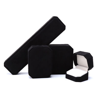 Customization persegi panjang Flannelette Hitam Kotak Perhiasan untuk Kalung Gelang dan Cincin