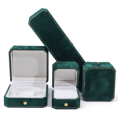 Beli Custom Logo Green Velvet Perhiasan Kotak untuk Pendant Earrings Gelang Kalung Cincin online manufacture