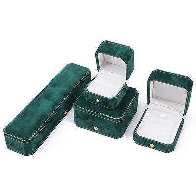 Custom Logo Green Velvet Perhiasan Kotak untuk Pendant Earrings Gelang Kalung Cincin