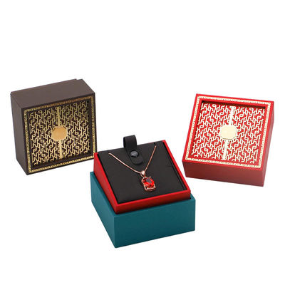Custom Logo Kotak Perhiasan Kayu Hijau Kalung dan Gelang Kotak Kemasan