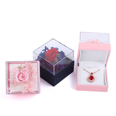Luxury Square Rose Necklace Box Perhiasan Box Hadiah Untuk Presentasi Menarik