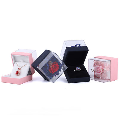 Luxury Square Rose Necklace Box Perhiasan Box Hadiah Untuk Presentasi Menarik