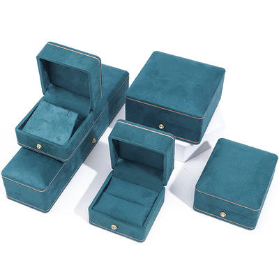 Pabrik grosir Perhiasan Mewah Kotak Pribadi kualitas tinggi Kalung Gelang Earrings Cincin perhiasan set Kemasan Kotak Perhiasan berwarna biru beludru dengan logo