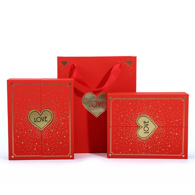 Kotak Perhiasan Bunga Mawar Merah Bentuk Hati Kemasan Untuk Kalung Hari Valentine