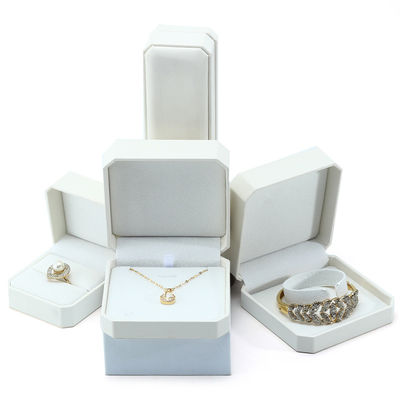 Paket Perhiasan Hanhong untuk Earrings Gelang Kotak Penyimpanan Kulit Putih 10*10*5cm