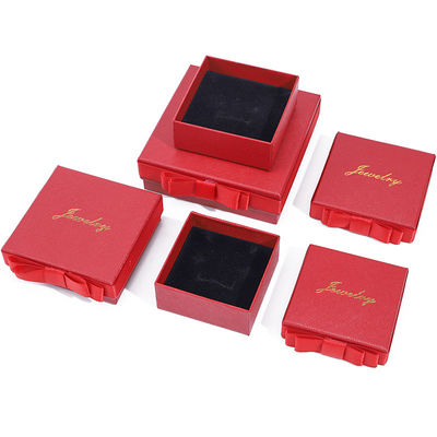 Beli Custom Logo Kotak Perhiasan Kertas Merah Untuk Kalung Earrings Ring Handmade persegi panjang online manufacture