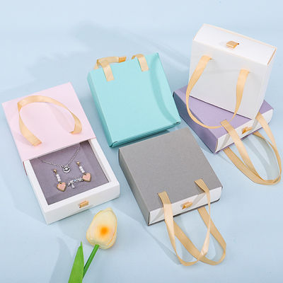 Discreet Cardboard Paper Jewelry Gift Packaging Box Dengan Tote Bag Untuk Penyimpanan