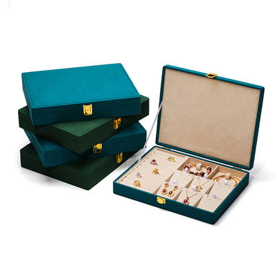 Kotak Perhiasan PU Kulit Wisata Portable untuk Earrings Biru Stud Earring Case Organizer