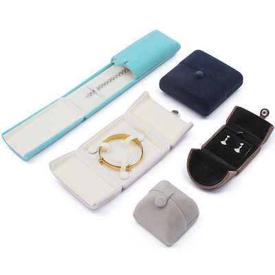 Multi Color Velvet Kalung Dan Earring Box Clamshell Bentuk Perhiasan Case Packaging