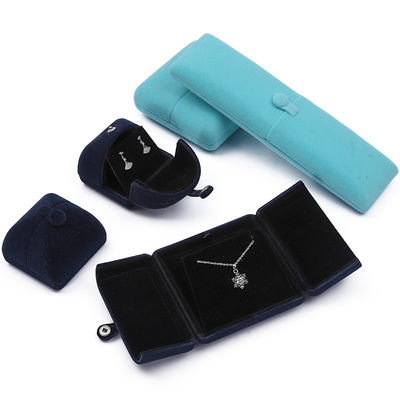 Multi Color Velvet Kalung Dan Earring Box Clamshell Bentuk Perhiasan Case Packaging