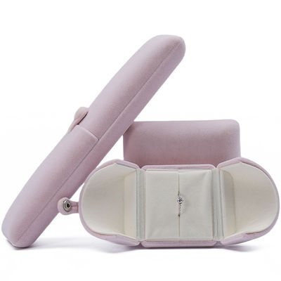 Beli Tasteful Purple Velvet Jewelry Box Clamshell Bentuk Kasus Dengan Tutup Tombol online manufacture