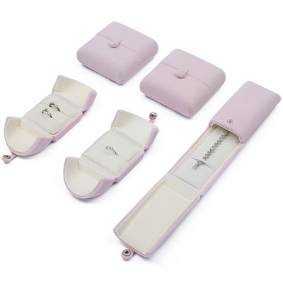 Tasteful Purple Velvet Jewelry Box Clamshell Bentuk Kasus Dengan Tutup Tombol