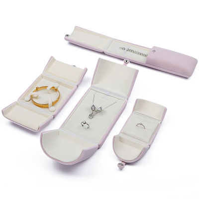 Tasteful Purple Velvet Jewelry Box Clamshell Bentuk Kasus Dengan Tutup Tombol