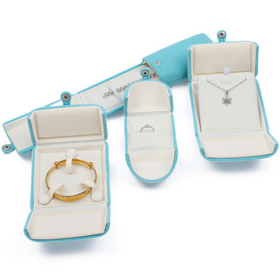 Beli Cyan Soft Sleek Velvet Perhiasan Packaging Box Clamshell Bentuk Perhiasan Box Hadiah online manufacture
