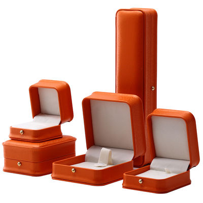 Beli Orange Snow Grain Noble PU Kotak Perhiasan Kulit untuk Kemasan Penyimpanan Mewah online manufacture