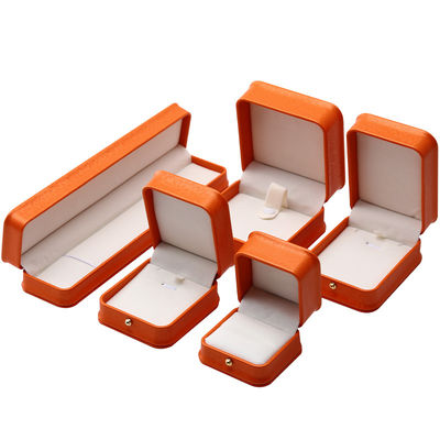 Orange Snow Grain Noble PU Kotak Perhiasan Kulit untuk Kemasan Penyimpanan Mewah