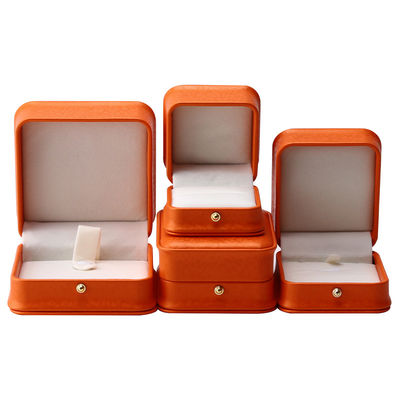 Orange Snow Grain Noble PU Kotak Perhiasan Kulit untuk Kemasan Penyimpanan Mewah