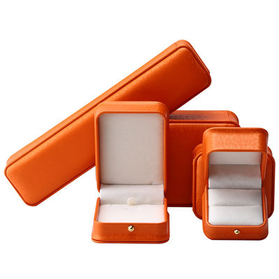 Orange Snow Grain Noble PU Kotak Perhiasan Kulit untuk Kemasan Penyimpanan Mewah
