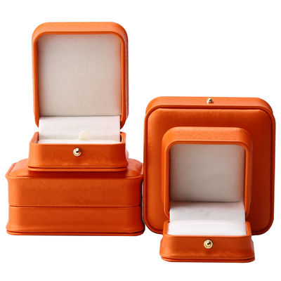 Orange Snow Grain Noble PU Kotak Perhiasan Kulit untuk Kemasan Penyimpanan Mewah