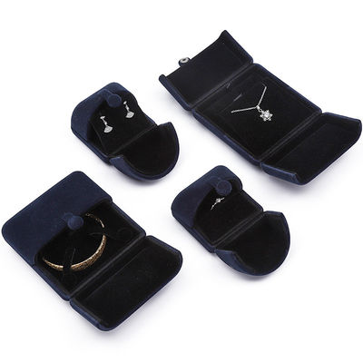 China manufaktur Grosir kualitas tinggi Perhiasan kemasan Kotak Custom mewah Perhiasan besar Set kotak kalung gelang Earrings cincin kemasan buatan tangan biru beludru pintu ganda Kotak perhiasan dengan logo