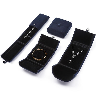 China manufaktur Grosir kualitas tinggi Perhiasan kemasan Kotak Custom mewah Perhiasan besar Set kotak kalung gelang Earrings cincin kemasan buatan tangan biru beludru pintu ganda Kotak perhiasan dengan logo