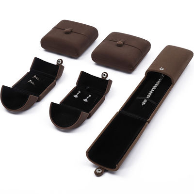 Clamshell berbentuk beludru Perhiasan Organizer Box Storage Luxury Packaging Button Penutupan