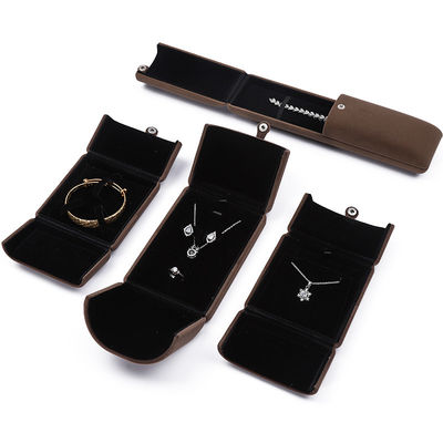 Clamshell berbentuk beludru Perhiasan Organizer Box Storage Luxury Packaging Button Penutupan