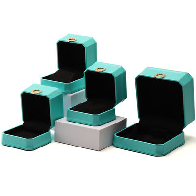Beli Octagonal Cyan Ring Ornament PU Kulit Perhiasan Mewah Pengemasan Box Organiser online manufacture
