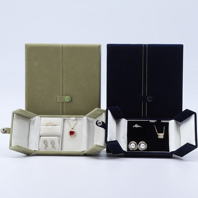 Multi-fungsi Custom Branded Velvet Perhiasan Case Packaging Dengan Penutupan Tombol