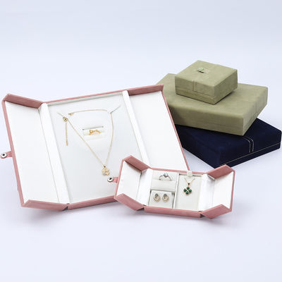 Multi-fungsi Custom Branded Velvet Perhiasan Case Packaging Dengan Penutupan Tombol