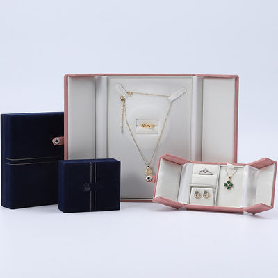 Multi-fungsi Custom Branded Velvet Perhiasan Case Packaging Dengan Penutupan Tombol