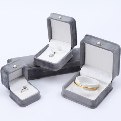 Gray Round Corner Pearl Ornament Velvet Jewelry Box Luxury Jewelry Box Pengemasan
