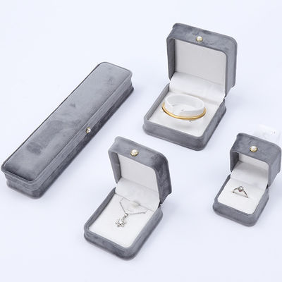 Gray Round Corner Pearl Ornament Velvet Jewelry Box Luxury Jewelry Box Pengemasan