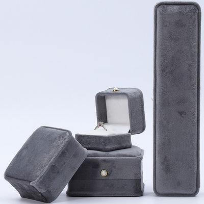 Gray Round Corner Pearl Ornament Velvet Jewelry Box Luxury Jewelry Box Pengemasan