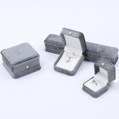 Gray Round Corner Pearl Ornament Velvet Jewelry Box Luxury Jewelry Box Pengemasan