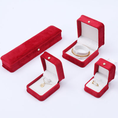 Grosir Pabrik Perhiasan beludru Mewah kemasan Kotak Logo khusus Kalung Gelang Earrings Cincin Kemasan Kotak Perhiasan Beludru Merah